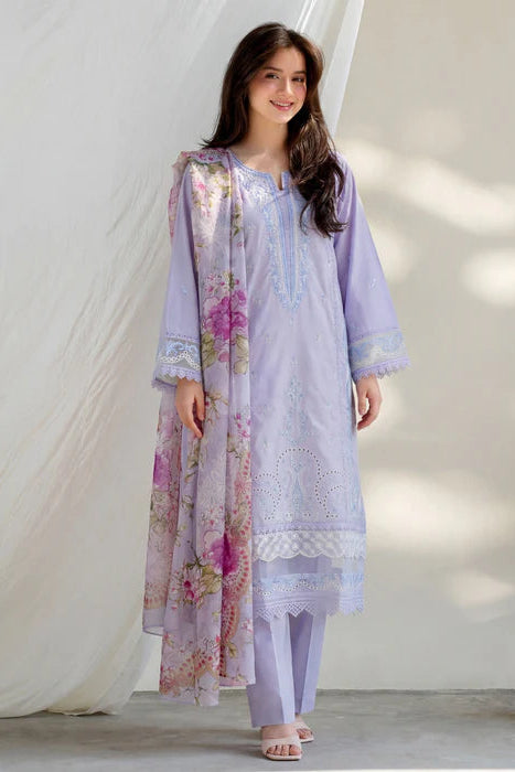 Lavendar Embroidered Lawn Kurta Set with Dupatta