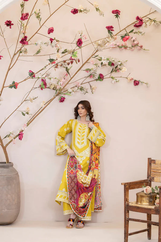 Pear Yellow Pure Cotton Chikankari Lawn Suit