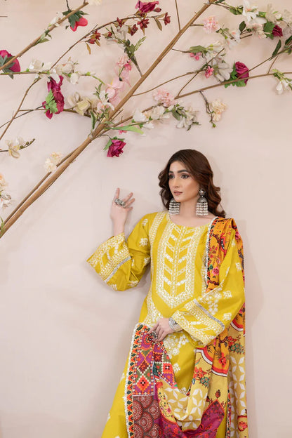 Pear Yellow Pure Cotton Chikankari Lawn Suit