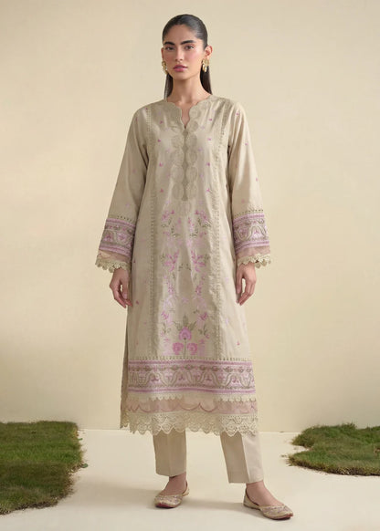 Beige Lawn Embroidered Suit