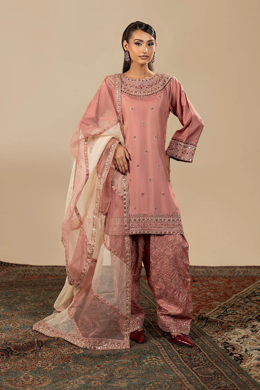 Tea Pink Raw Silk Farshi Shalwar Suit