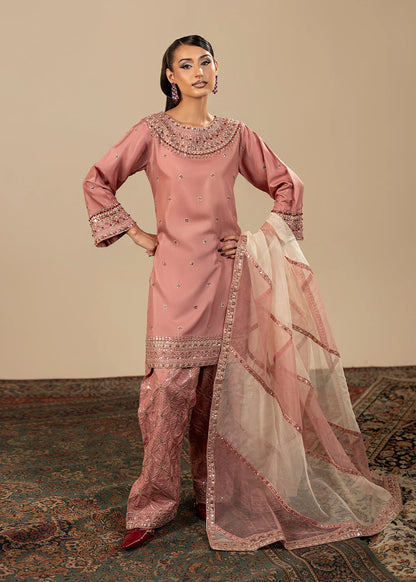 Tea Pink Raw Silk Farshi Shalwar Suit