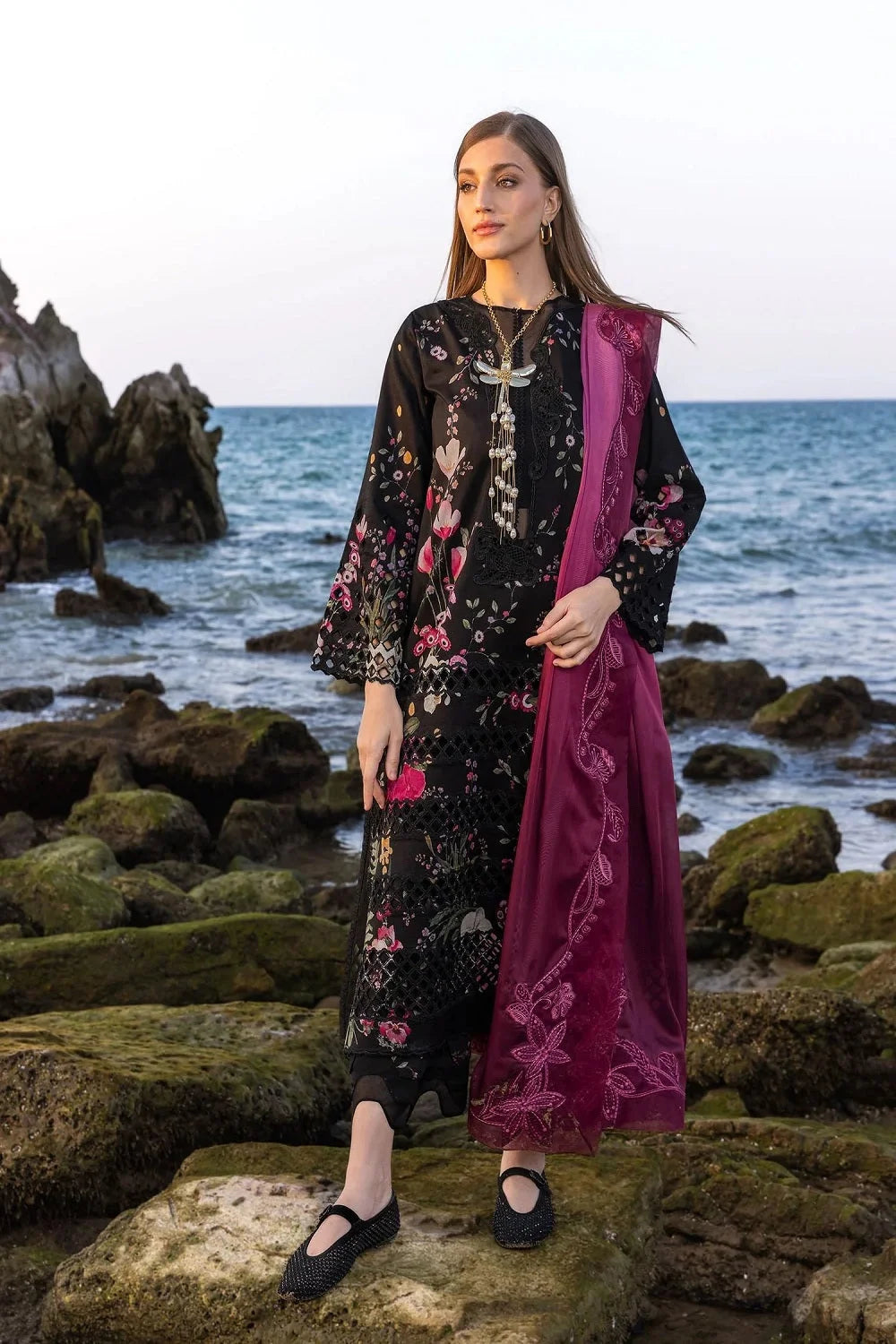 Chikankari Lawn Suit with Contrasting Dupatta