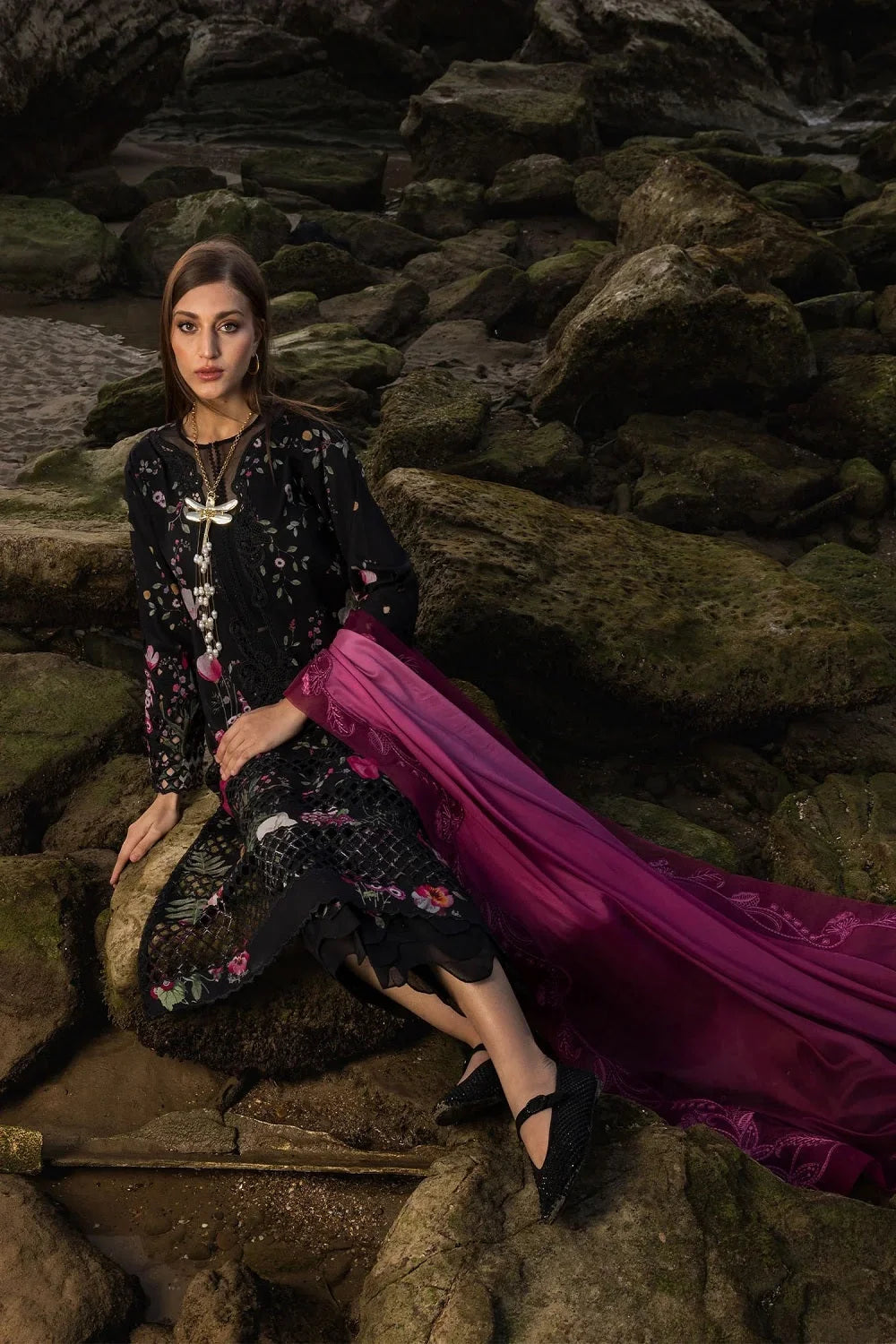 Chikankari Lawn Suit with Contrasting Dupatta