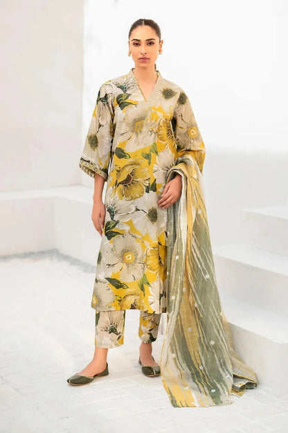 Floral Chikankari Lawn Suit with Chiffon Dupatta