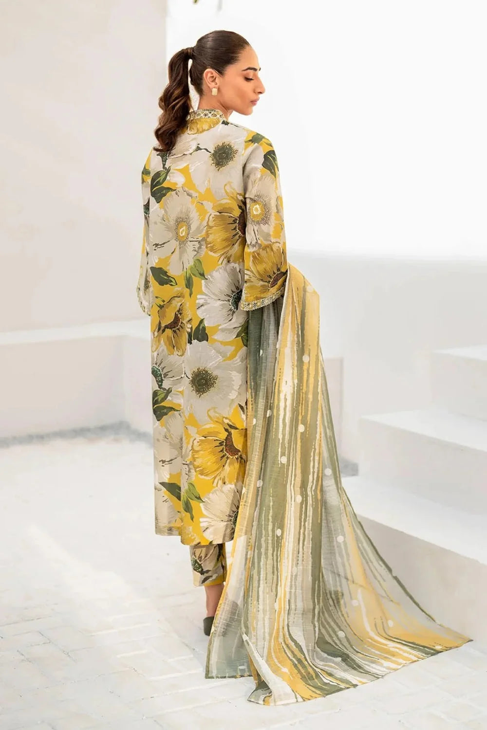 Floral Chikankari Lawn Suit with Chiffon Dupatta
