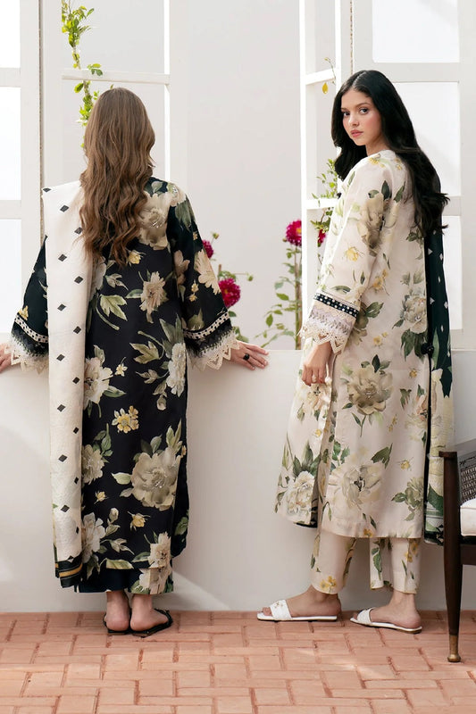 Floral Printed Pure Lawn Suit with Chiffon Dupatta