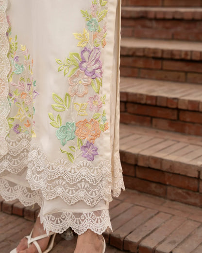 Pearl White Chikankari Embroidered Georgette Suit