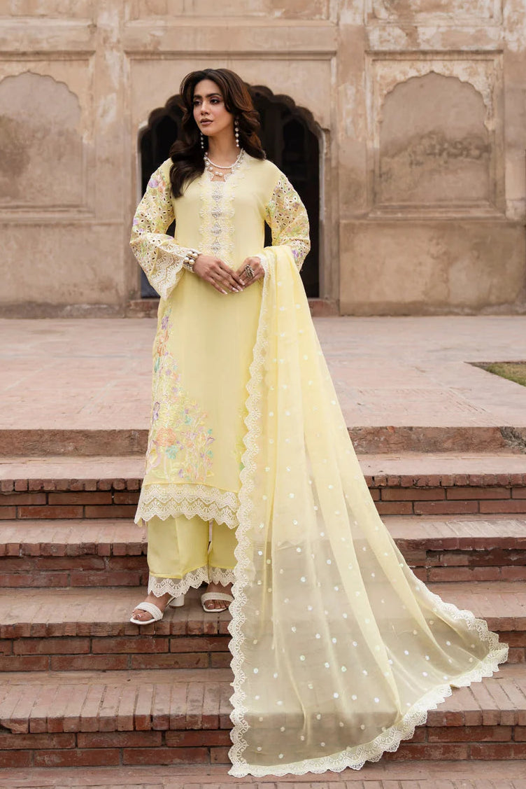 Pastel Yellow Chikankari Embroidered Georgette Suit