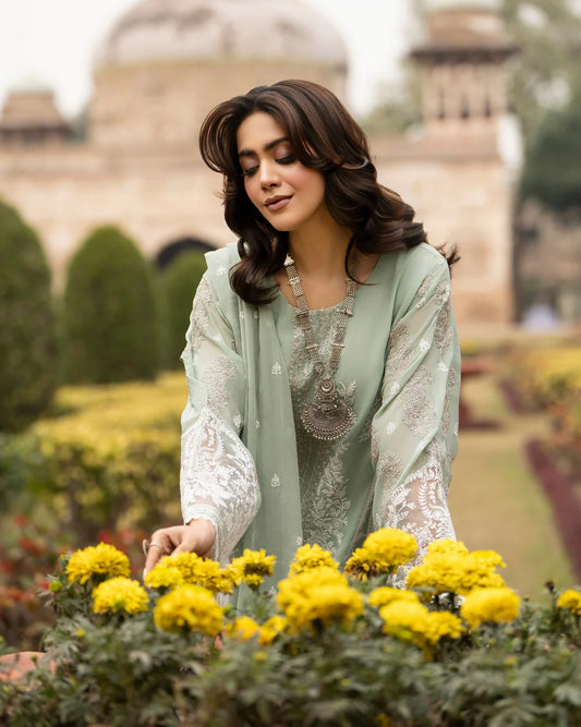 Sage Green Embroidered Georgette Suit