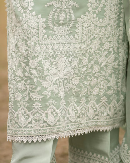 Sage Green Embroidered Georgette Suit