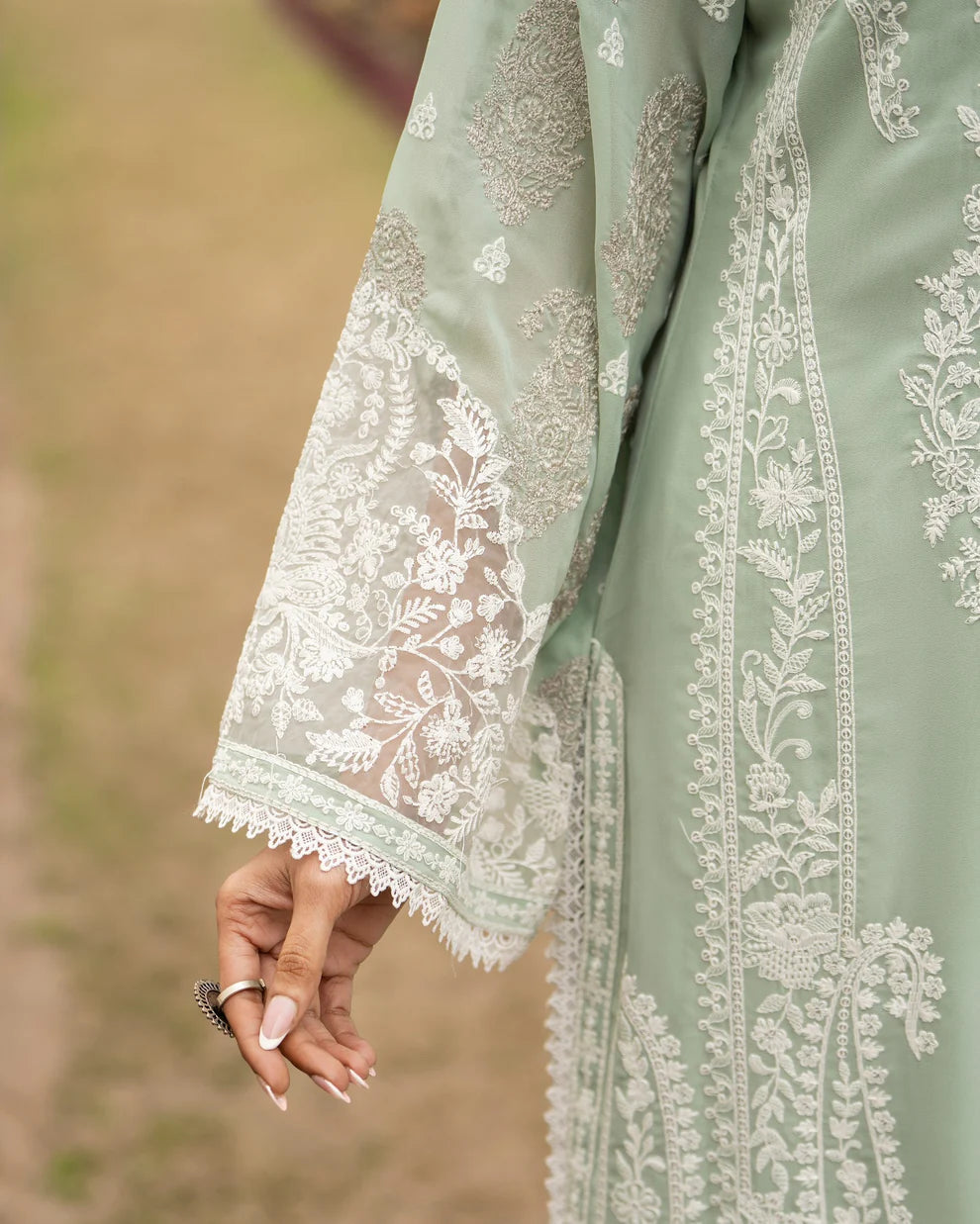 Sage Green Embroidered Georgette Suit