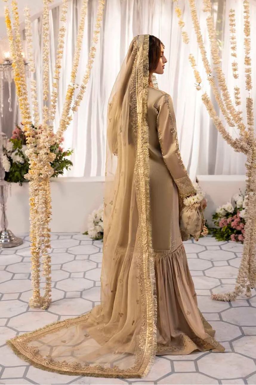 Gold Pure Maysuri Hand Embellished Flared Gharara