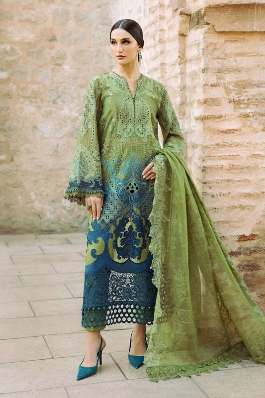 Green Embroidered Chikankari Lawn Front Online in Dubai UAE Abudhabi Ajman Sharjah
