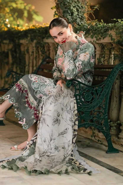 Green Chikankai Lawn Suit with Chiffon Dupatta