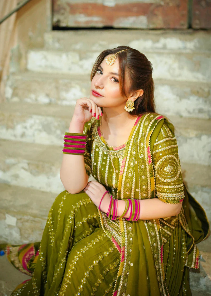 Shop Mehendi Green Pakistani Handmade Bridal Gharara Online in UAE SALWAR MAHAL Shop Mehendi Green Pakistani Handmade Bridal Gharara Online in UAE SALWAR MAHAL