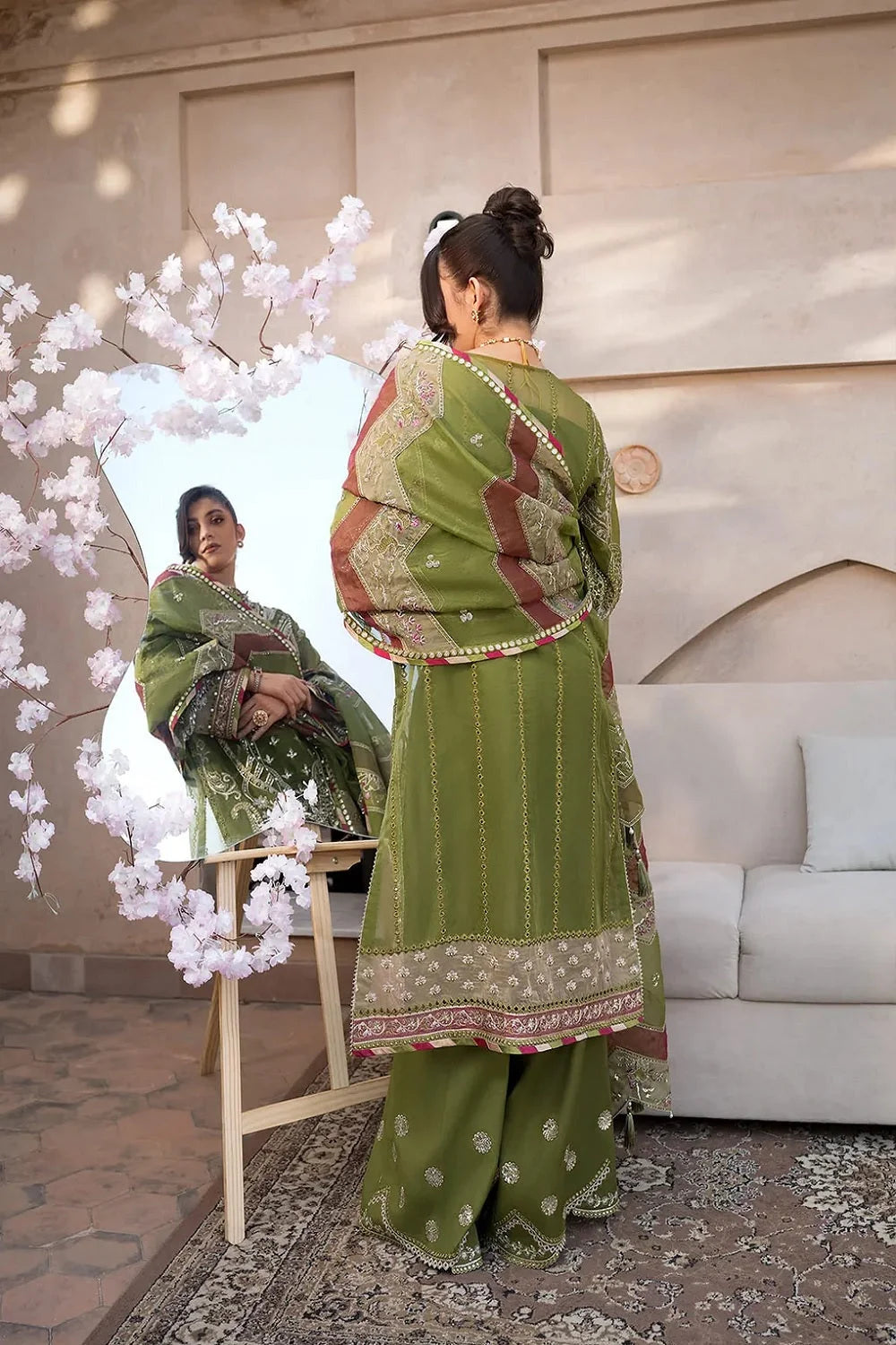 Mehndi Green Handmade Suit