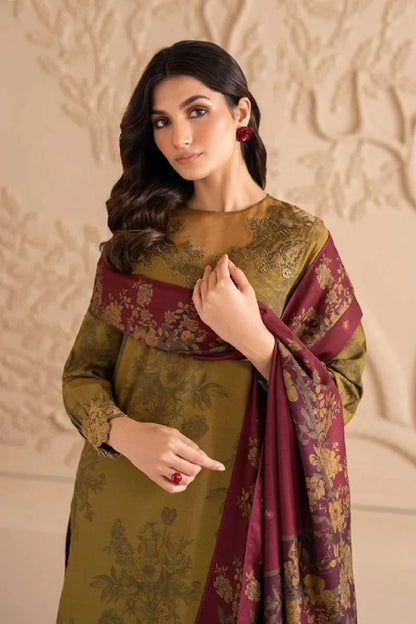 Mehndi Pure Lawn Suit with Chiffon Dupatta