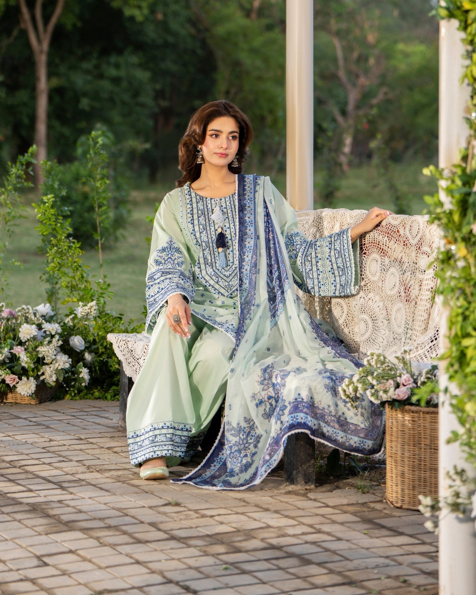 Green cotton Embroidered Salwar Kameez Online in UK USA Canada