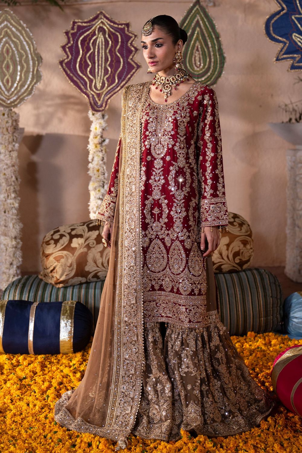 Red Chiffon Gharara