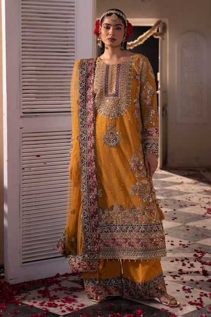 Orange Net Festive Party Wear Suit