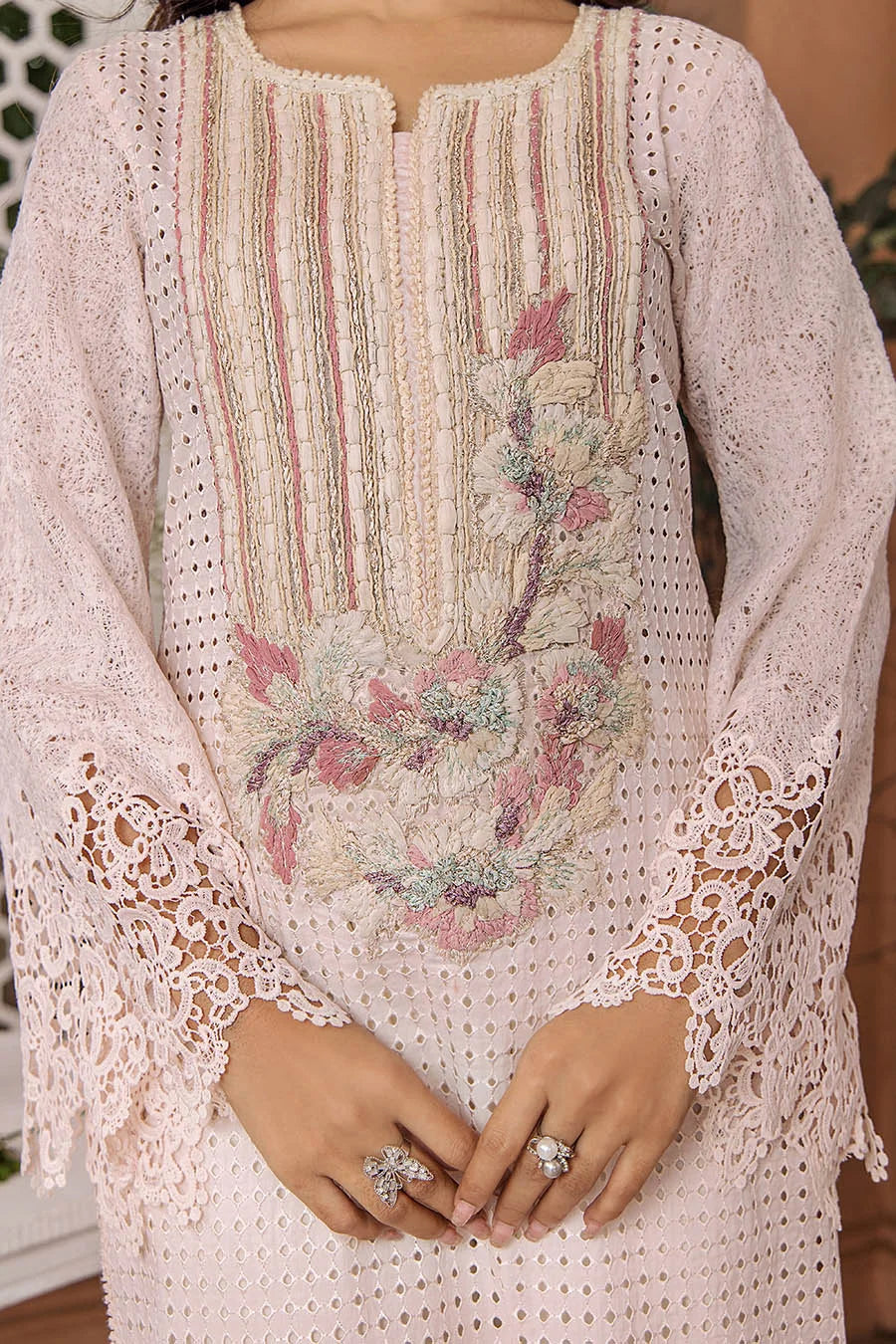 Hand Embroidered Cotton Chikankari Suit