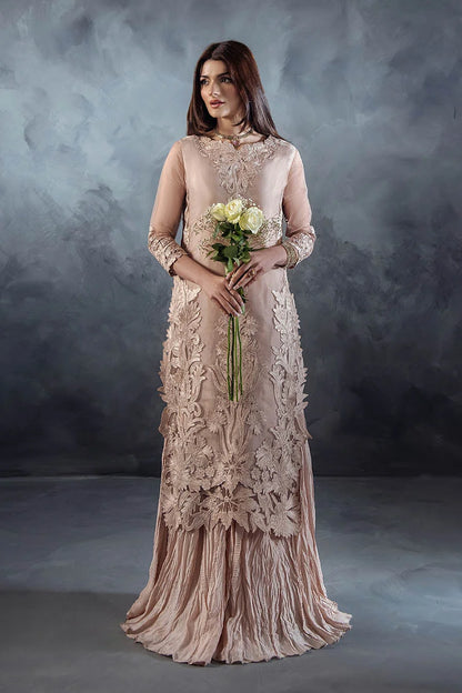 Hand Embroidered Pastel Pink Crushed Sharara