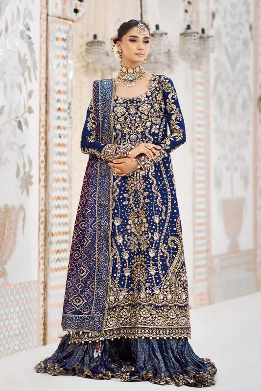 Navy Blue Handmade Bridal Gharara