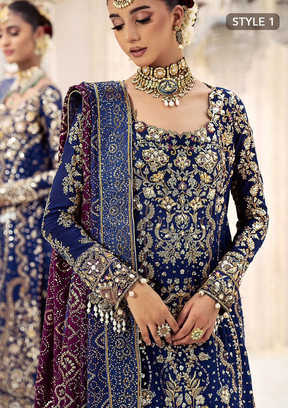 Navy Blue Handmade Bridal Gharara