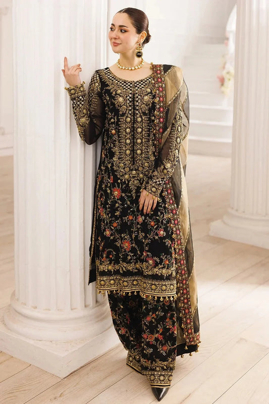 Black Handmade Pure Chiffon Suit