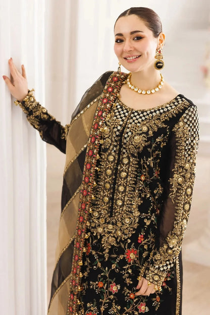 Black Handmade Pure Chiffon Suit