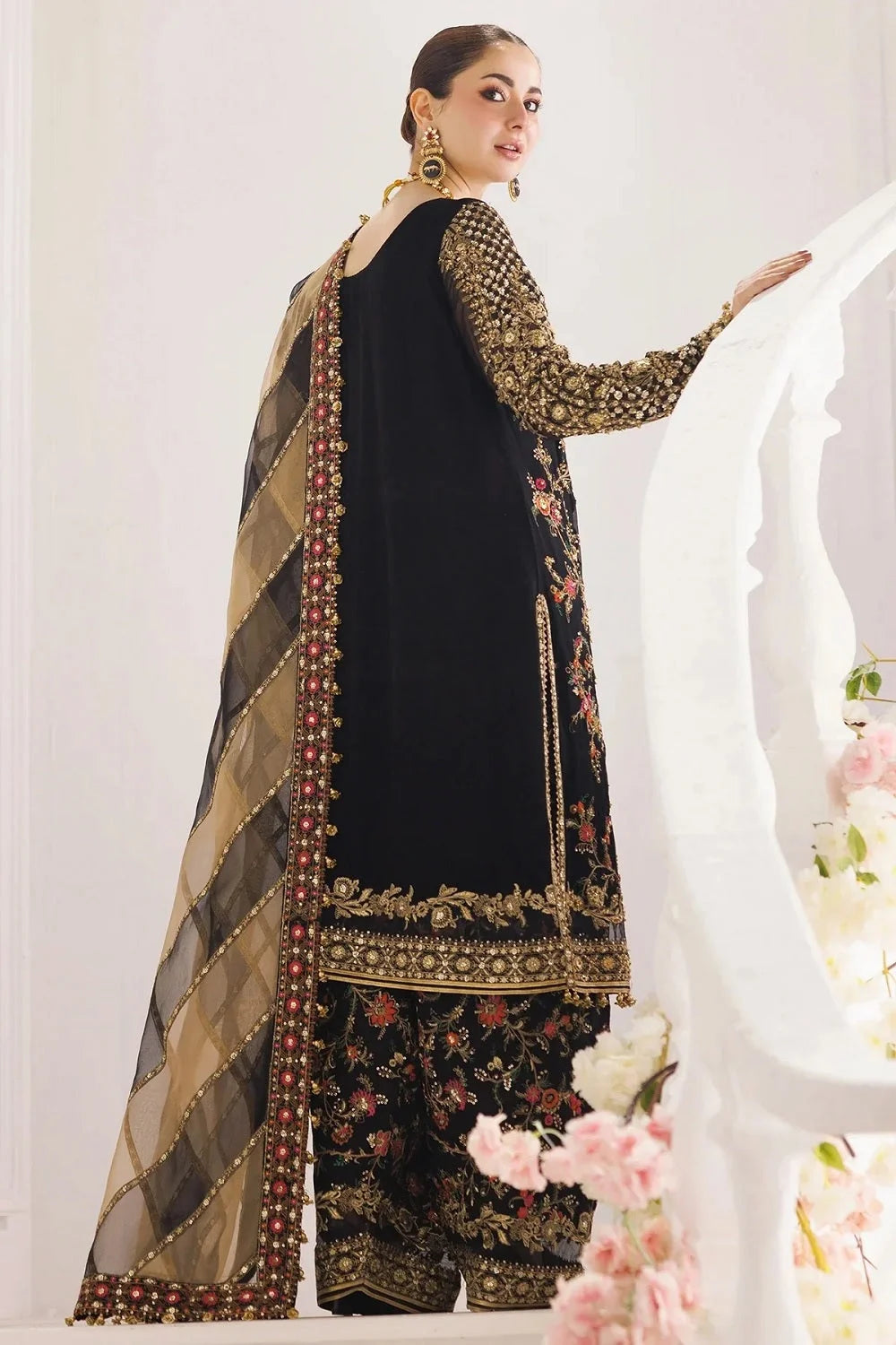 Black Handmade Pure Chiffon Suit