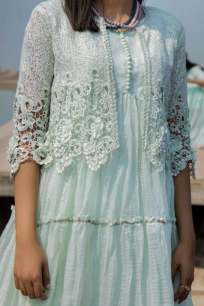 Light Mint Crocheted Maxi with 3D & Gota Work