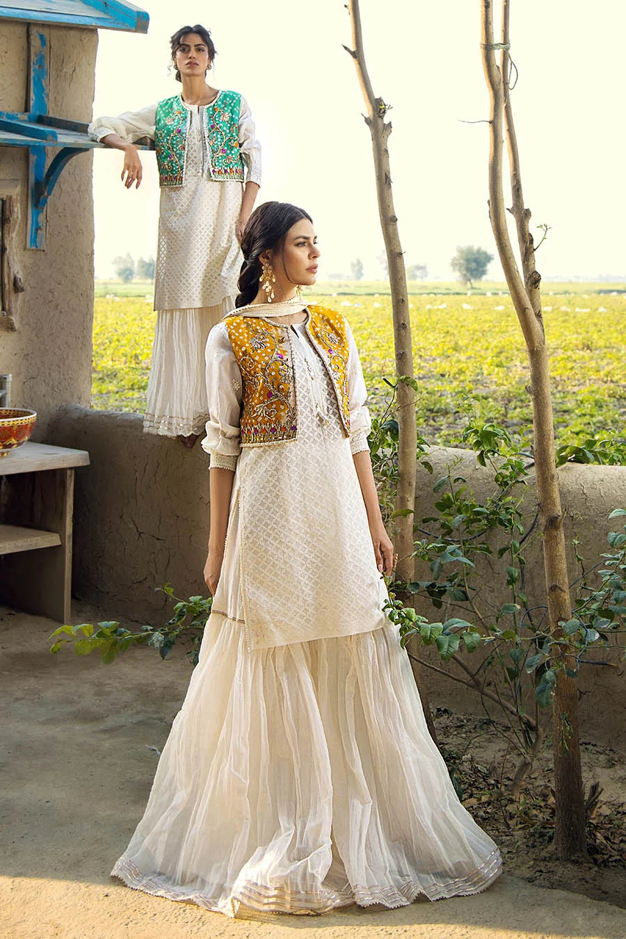 Handmade Jacket Style Suit with Gharara