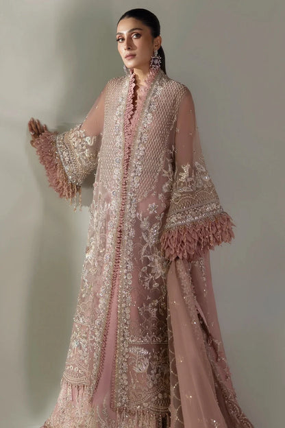 Tea Pink Handmade Suit with 3D Work