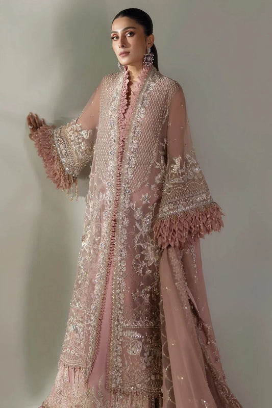 Tea Pink Handmade Suit with 3D Work