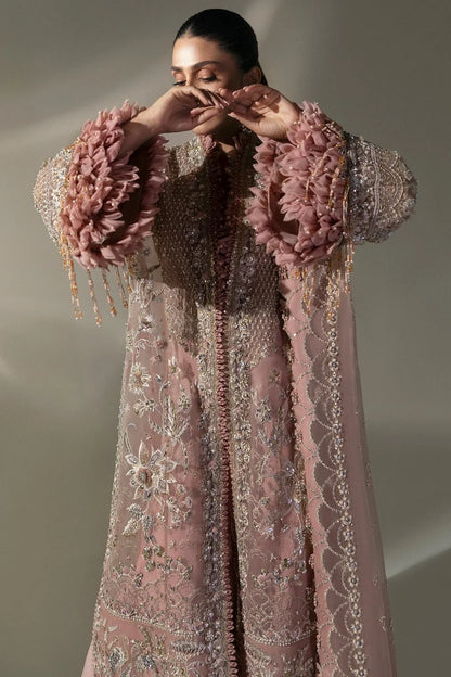 Tea Pink Handmade Suit with 3D Work