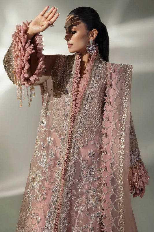Tea Pink Handmade Suit with 3D Work