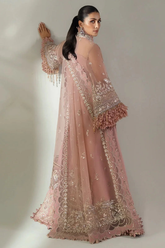 Tea Pink Handmade Suit with 3D Work