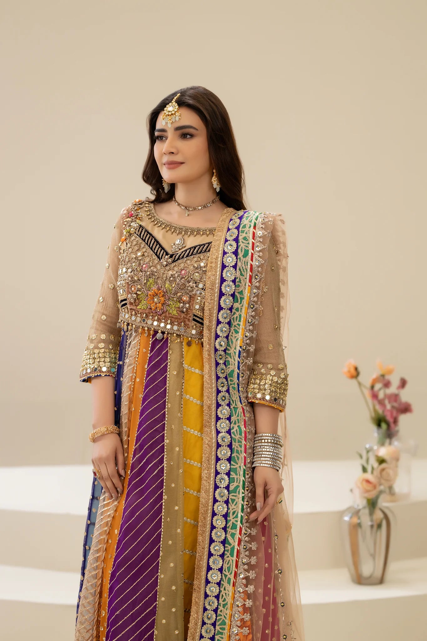 Handmade Multicolor Pure Maysuri Anarkali Maxi