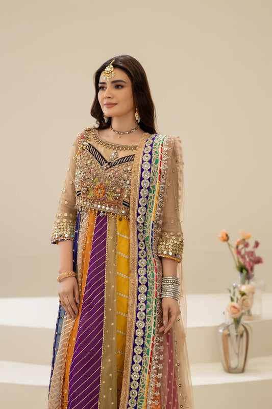 Handmade Multicolor Pure Maysuri Anarkali Maxi
