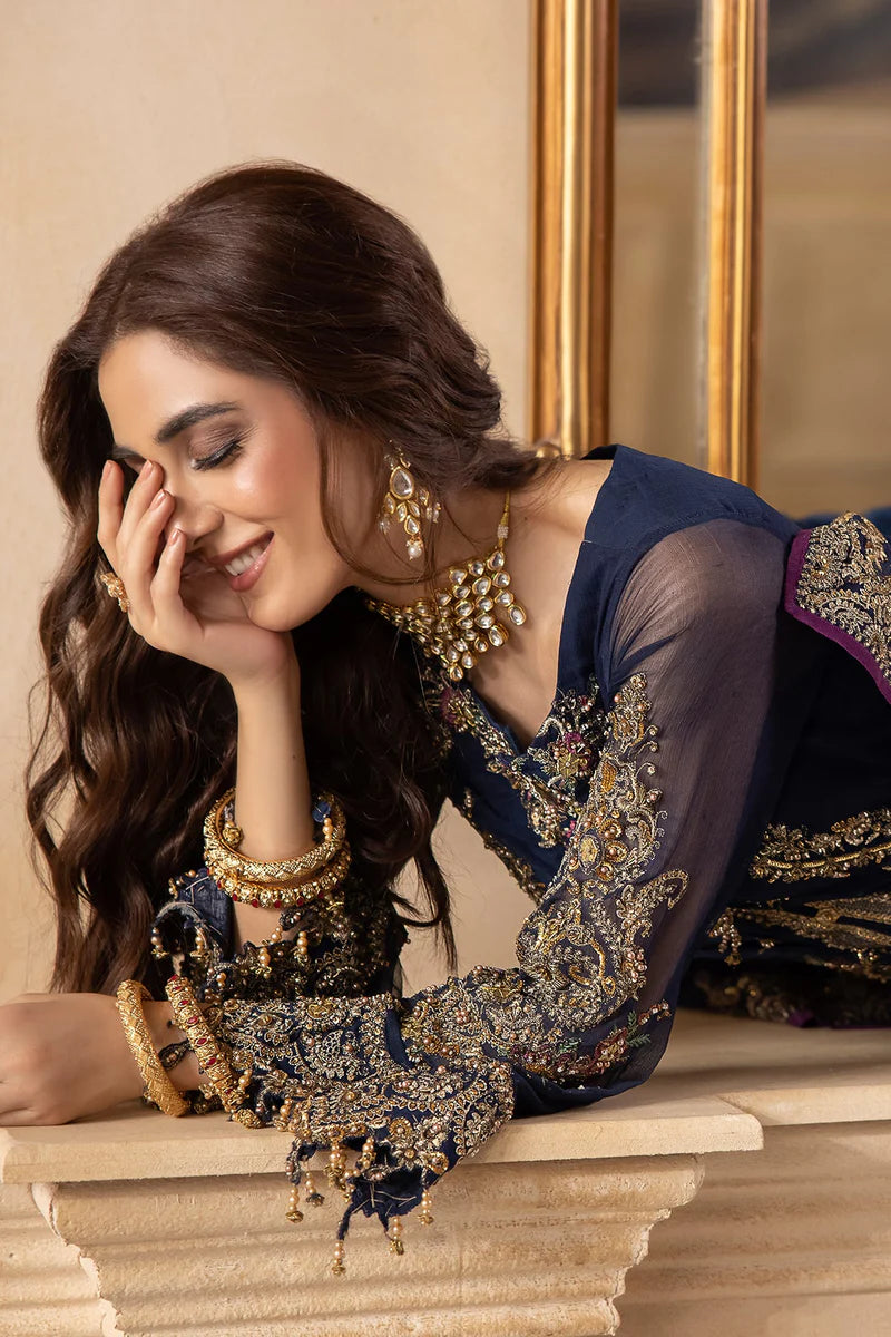 Navy Blue Handmade Chiffon Suit