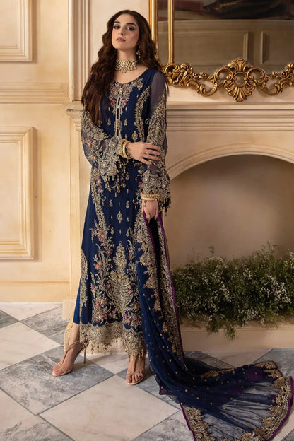 Navy Blue Handmade Chiffon Suit