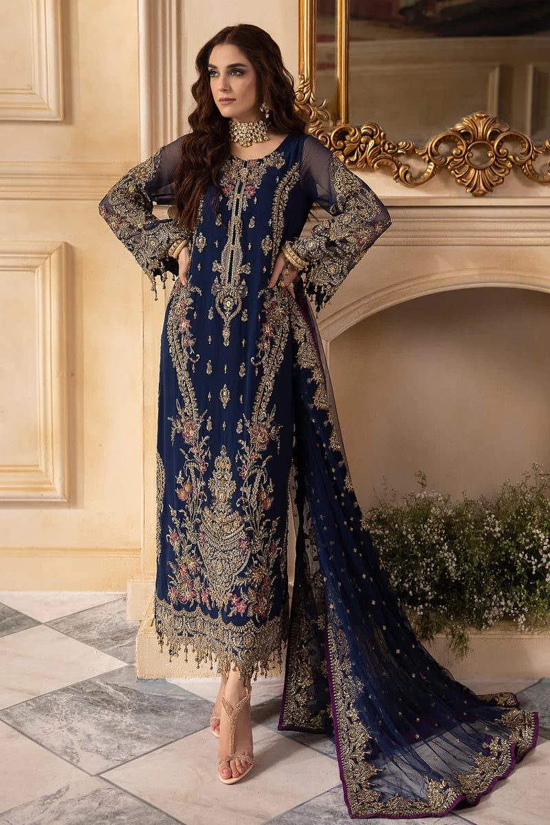Navy Blue Handmade Chiffon Suit