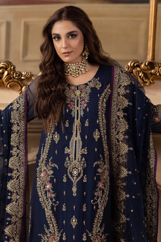 Navy Blue Handmade Chiffon Suit