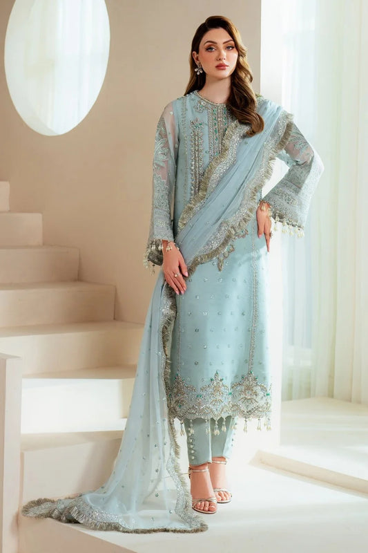 Sky Blue Handmade Organza Suit