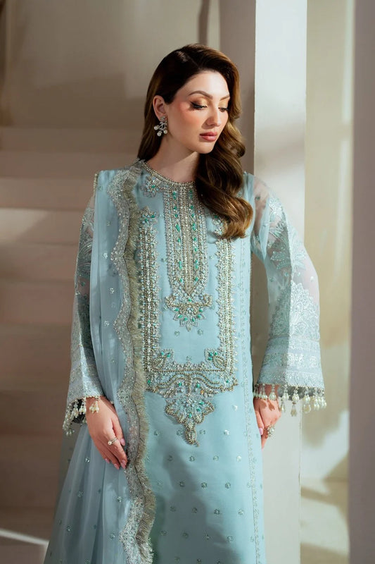 Sky Blue Handmade Organza Suit