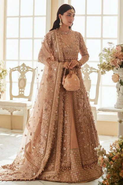 Peach Handmade Bridal Lehenga Choli / Anarkali Maxi