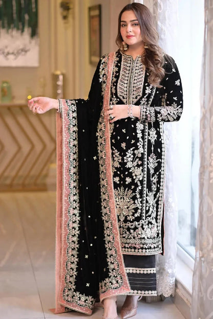 Handmade Black Pure Velvet Suit