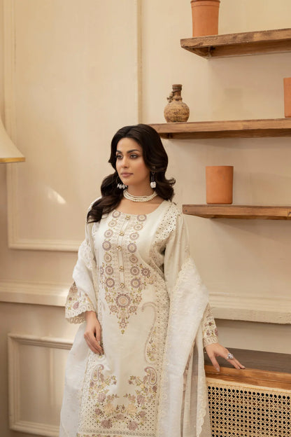 Champagne Cream Heavy Embroidered Chikankari Suit with Long Shirt